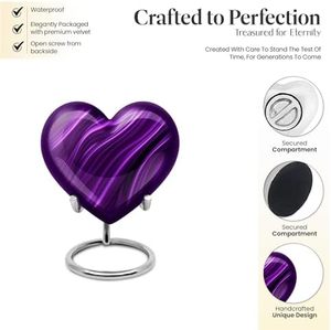 Exclusive Aluminum Heart Memorial <b>Keepsake</b> Urn Funeral <b>Ash</b> Container Crafted With Refined Artistic Surface Texture - Product Image 2