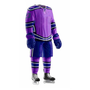 <b>Black</b> Ice Hockey Jersey Uniform Set Long Sleeve Teamwear Sports Kit With Gloves and <b>Pants</b> - Product Image 1