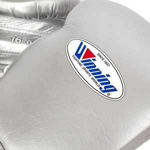 Gants de boxe Winning 14oz 16oz Argent Personnalisables à lacets avec sangle auto-agrippante Respirants Doigts entiers Cuir véritable Entraînement - Product Image 5