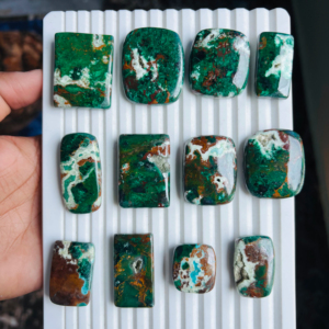 Lote al por mayor de cabujones de crisocola natural de grado AAA hechos a mano, piedras preciosas sueltas de crisocola con propiedades curativas - Product Image 1