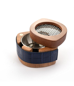 Quemador de Incienso Mubkhar de Madera Ecológico Hecho a Mano por FAIZA CRAFT con Rejilla Metálica y Envoltura de Cuero Beige para Bakhoor Árabe - Product Image 5