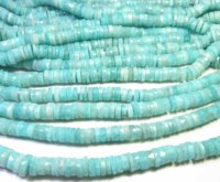 Perles de pierre précieuse Amazonite bleue naturelle de qualité supérieure, 7-7,5 mm, taille facetée, brin de 16 pouces, forme Heishi pour la fabrication de bijoux