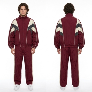 Custom <b>Black</b> Red Racing Stripe Windbreaker Set Mens Zip Jacket <b>Trousers</b> Sporty Colorblock Design Sportswear Collection - Product Image 6
