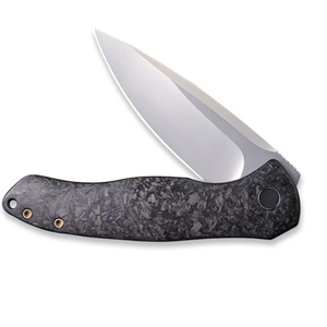 Couteau de poche pliant gris et argenté avec manche gris foncé à motifs, lame argentée, clip de poche en métal, design compact et portable - Product Image 5