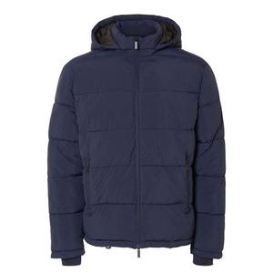 Manteaux pour hommes sur mesure avec logo OEM en gros 2025, vestes matelassées en duvet pour hommes en polyester personnalisées, couleur bleu marine, pour adultes - Product Image 1