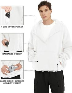 Veste polaire zippée sur le côté pour homme, personnalisable en gros, 400 g/m², coupe oversize, respirante, en coton lourd et polyester, avec logo personnalisé, pour l'hiver - Product Image 5