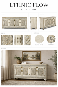 Aparador ETHNIC FLOW Hecho a Mano por Proveedores Indios en Madera Sólida para Comedor o Pasillo, para Suministro al por Mayor - Product Image 5
