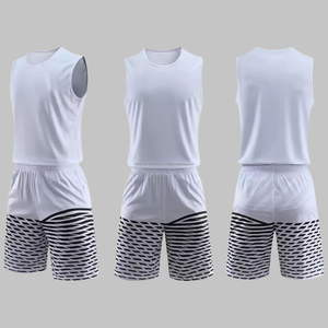 Maillots de basket-ball unisexes à imprimé numérique uni, sans manches, ensemble de shorts et de gilets uniformes, taille plus, respirant, séchage rapide, 100% polyester - Product Image 1