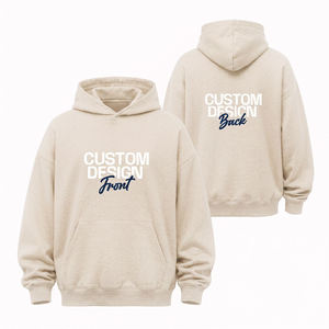 Sweat-shirt à capuche personnalisé unisexe, coupe ample, en polaire, décontracté, pour l'automne, avec poche et impression avant et arrière - Product Image 3