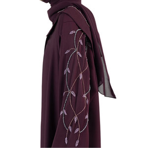 Hot Sale Elegant Dubai <b>Abaya</b> <b>Women</b> Breathable Quick Dry Lightweight Floral Embroidered V Neck Floor Length Long Sleeves Plus - Product Image 6