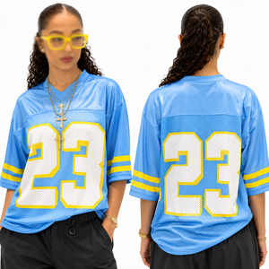 Camiseta de fútbol americano personalizada, estilo cropped de malla, oversize, streetwear, ropa deportiva para parejas, venta al por mayor - Product Image 5