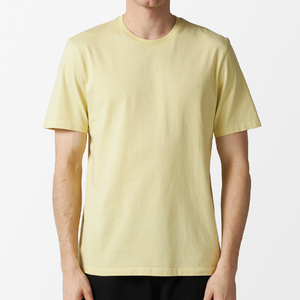 Camiseta de Algodón Lisa Oversize para Hombre, Manga Corta, Cuello Redondo, Color Sólido, Estilo Casual, Tejido Jersey Azul, Hombros Caídos - Product Image 1