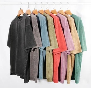 Custom High Quality <b>Men</b> Acid Wash T-<b>Shirt</b> 100% Cotton Soft Fabric <b>Silk</b> Screen Printing OEM Logo Front Casual Wear 280g Bulk - Product Image 1