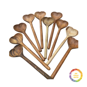 Ensemble de cuillères en bois faites à la main, style Wabi Sabi, motif floral sculpté en feuille de chêne, ustensiles de cuisine en bois naturel - Product Image 3