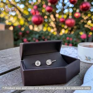 [Sheri Jewels] Pendientes Clásicos para Mujer con Engaste de Bisel, Estilo Simple, Oro Blanco Sólido de 18K, Diamante Natural de Corte Brillante, Color F-G - Product Image 3