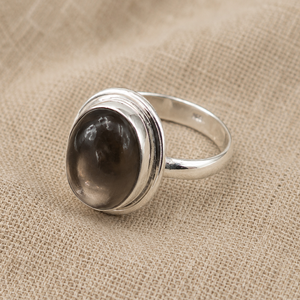 Pure 925 Sterling Silver Smoky Quartz <b>Ring</b> Rose Gold & Yellow Gold Plated Handmade <b>Statement</b> Oval Gemstone <b>Ring</b> Christmas Gift - Product Image 1