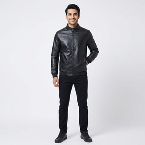 Chaqueta de cuero para hombre, estilo urbano, corte ajustado, impermeable, piel de oveja, a la moda, en oferta. - Product Image 1