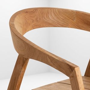 Fauteuils de jardin modernes en teck massif pour extérieur, dossier incurvé, assise à lattes, mobilier de patio pour hôtels, complexes hôteliers, villas, vente en gros - Product Image 3