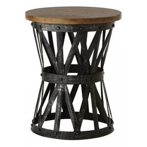 Industrial Square Eco-Friendly Modern Coffee <b>Table</b> with <b>Brown</b> Wooden Top and Black Metal Frame Base for Living Room - Product Image 3