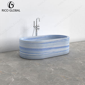 Bañera Ovalada de Mármol de Lujo, Bañera de Piedra Natural Pulida para Baños Contemporáneos y Sofisticados - Product Image 3