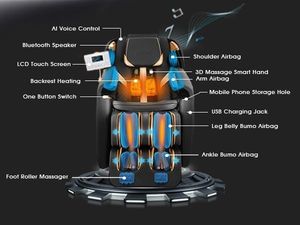 Silla de Masaje Plegable Moderna de Cuero con Gravedad Cero 8D para Cuerpo Completo, con Función Musical, para Uso Doméstico y Comercial - Product Image 4