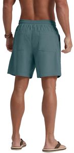 Pantalones Cortos Bermuda de Pana Sólida para Hombre, Cintura Media, Cordón Ajustable, Bolsillos, Ropa Casual, Transpirable, Ligero, Ajuste Cómodo - Product Image 4