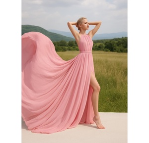Robe longue de soirée de luxe en satin de soie fluide pour femme, idéale pour les séances photo de haute couture - Product Image 1