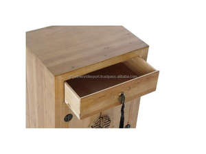 Oriental Fir Wood Bedside <b>Table</b> Natural Abeto Wood Nightstand Vintage Oriental Wooden Bedside Cabinet Solid Fir Wood Side <b>Table</b> - Product Image 4