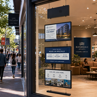 Immobilien-LCD-Fensterdisplay mit hoher Helligkeit, 3x21,5 Zoll, für Immobilienmaklerfenster