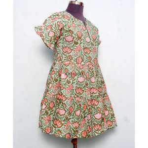 Most Selling Midi Floral <b>Dress</b> with Custom Size Available From Indian Supplier 100% Cotton A-Line at Bulk Quantity Price Supply - Product Image 4