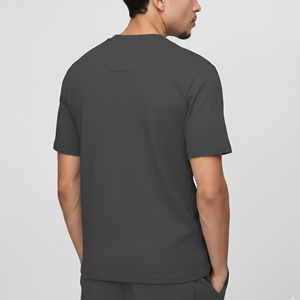 Nouveaux T-shirts pour hommes tendance et surdimensionnés, épaules tombantes, col rond, manches courtes, coupe ample, 100% coton, bicolores, style hip-hop. - Product Image 2