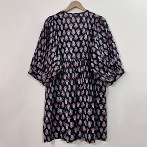 Vestido Midi Informal para Mujer, 100% Algodón Tejido, Estampado Floral Liso/Sólido, Detalles Estructurales, Manga Corta, Cintura Imperio, Estilo Babydoll - Product Image 3