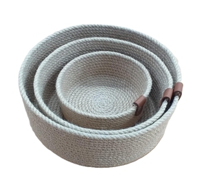 Custom Woven Round <b>Small</b> 100% Natural Jute Rope <b>Basket</b> Set Eco-Friendly <b>Baskets</b> Customized Color Logo - Product Image 1