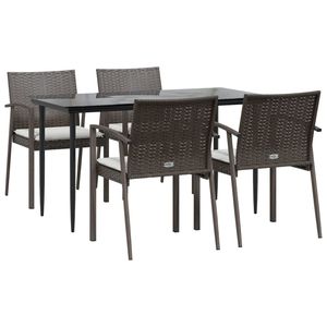 Set da pranzo da 5 pezzi in Poly Rattan e acciaio con cuscini Set da giardino - Product Image 3