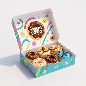 Caja de Cartón Personalizada para Empacar Donuts, Pasteles, Bizcochos, Postres, Bollos, Pan y Repostería, con Impresión de Logotipo - Product Image 1