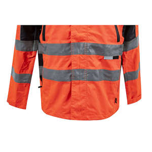 High Visibility Fluorescent Reflective Breathable Windproof Nylon Quick Dry <b>Waterproof</b> Safety <b>Work</b> Jacket Hood for Road - Product Image 2