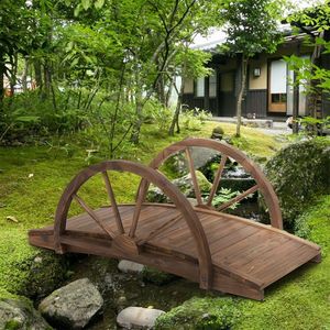 3.3ft forniture di giardino ad arco ponte pedonale in legno per la decorazione del giardino - Product Image 1