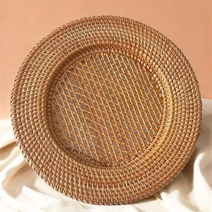 Assiette de service en rotin naturel, faite à la main, durable, écologique et luxueuse, pour la décoration de table de mariage, vente en gros pour restaurants - Product Image 6