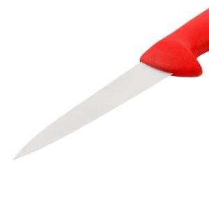 Couteaux à désosser la viande à manche rouge avec lame pointue argentée, poignée ergonomique avec protège-doigts pour boucher, désossage, découpe et préparation alimentaire - Product Image 5