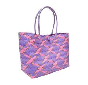 Sac à main en plastique tressé lavande tendance et sac fait main élégant pour femme, idéal pour la plage et les voyages (vente en gros) - Product Image 1