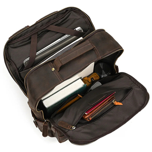 Genuine Leather <b>Laptop</b> <b>Backpack</b> Classic Geometric Design Durable Softback Unisex 20-39L Zipper Closure - Product Image 5