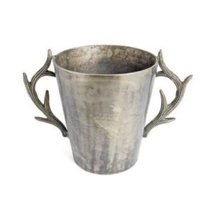 Premium Metal Wine Bucket with Antler Handles Silver Champagne Chiller for Weddings Parties Barware Bulk Hospitality Supply - Product Image 2