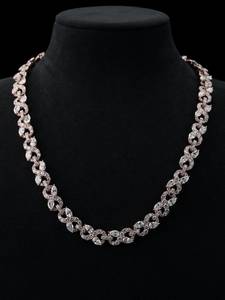 <b>Rose</b> Gold Color <b>Infinity</b> Link Moissanite Necklace Round Pear Cut Rhodium Plated Chain Jewelry for Gift Party - Product Image 1