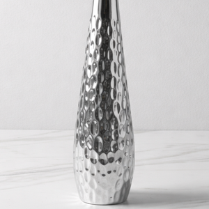 Florero de Metal Plateado Martillado de Lujo, Diseño Elegante, Alto y Delgado, Hecho a Mano, Decoración Moderna para el Hogar, Pieza Única - Product Image 2