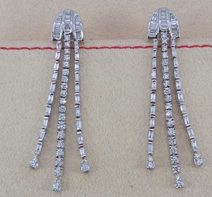 Pendientes Colgantes de Diamantes Naturales 1.88 Cttw, Plata de Ley 925, Color G-H, Engaste de Garras, Joyería de Moda para Bodas, Venta al por Mayor - Product Image 1