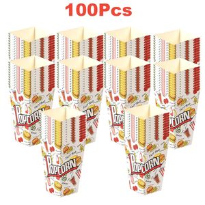 100 Scatole per Popcorn da Film, 3 Nuovi Stili, Contenitori in Carta Arancione, Giallo e Bianco per Snack, Patatine e Puff - Product Image 3