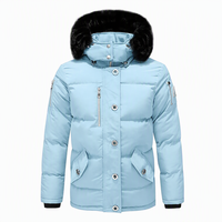 Blouson matelassé à capuche bleu roi pour homme, avec garniture en fourrure sur le devant, coupe-vent, respirant, manteau d'hiver décontracté, coupe ample, en polyester rembourré et doublure polaire