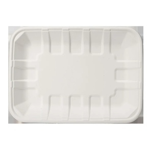 Platos de Carne de Bagazo Natural Compostables de 10 x 6 Pulgadas, Bandeja Desechable para Catering, para Servir Alas de Pollo, Pescado y Mariscos - Product Image 1