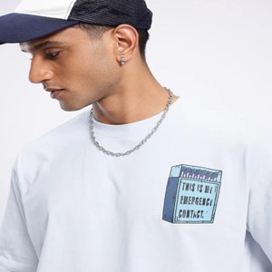 T-shirt pour homme 100% coton, longueur classique, col rond, manches tombantes - Product Image 5