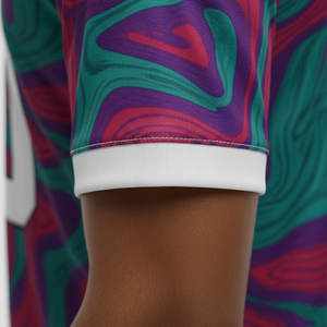 ชุดฟุตบอลยูนิเซ็กซ์แบบเต็มชุด ผ้าโพลีเอสเตอร์ 100% ระบายอากาศได้ดี ลายทาง แขนสั้น พิมพ์ลายด้วยความร้อน - Product Image 2